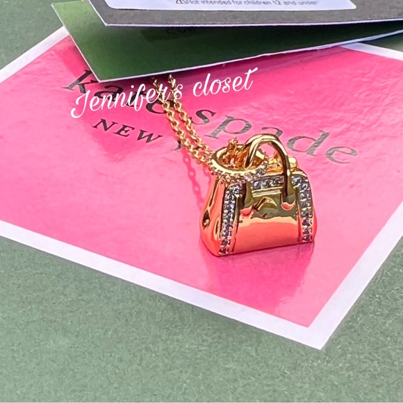 KATE SPADE Hit The Town Knott Crystal Purse Pendant Necklace. NWT - Picture 4 of 8